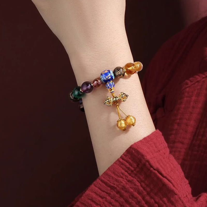 Tibetan Colorful Incense Ash Liuli Glass Bead Om Mani Padme Hum Dorje Vajra 18 Beads Wrist Mala