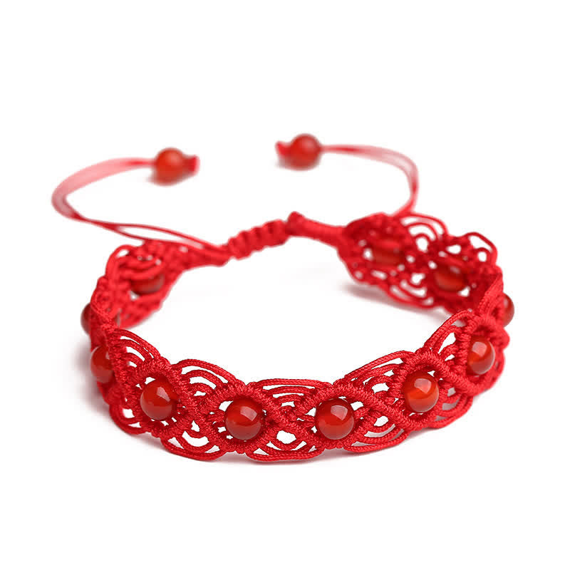 Handcrafted Red Agate Minimalist Red String Adjustable Bracelet