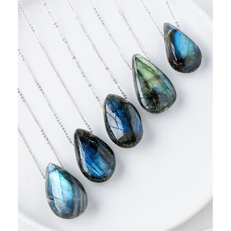 Labradorite Water Drop Support Healing Necklace Pendant