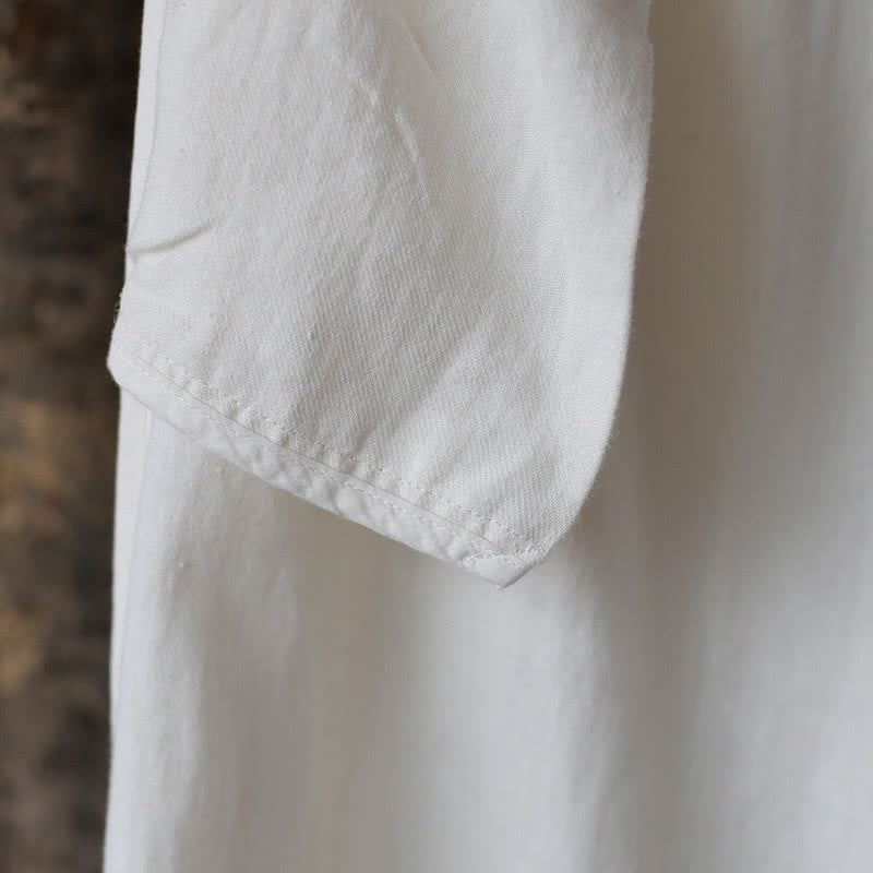 Flower Jacquard Midi Dress Long Sleeve Cotton Linen Dress Wide Leg Pants With Pockets
