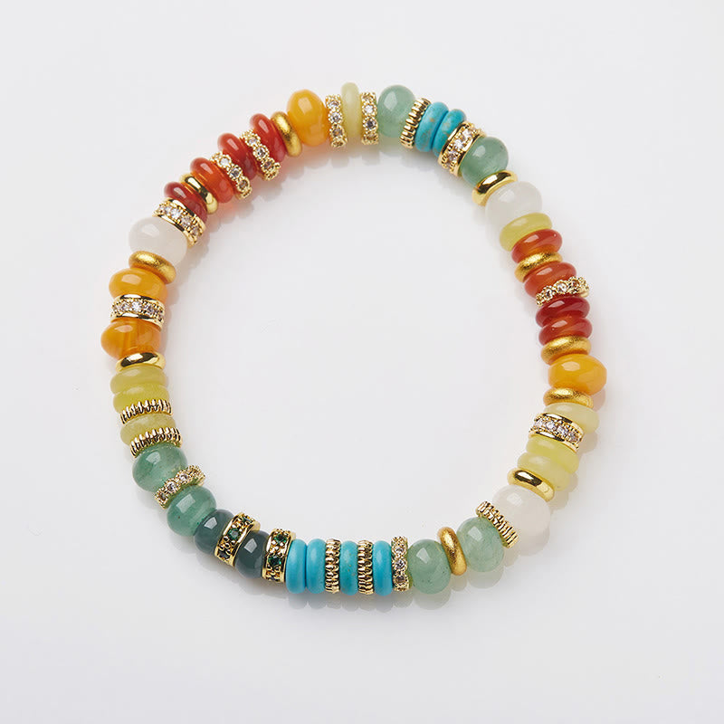 Natural Red Agate Jade Rainbow Confidence Bracelet