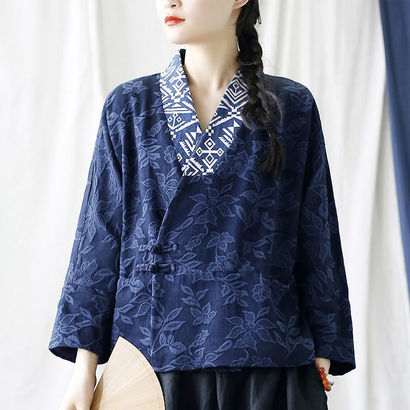 Cotton Jacquard V-Neck Mindful Meditation Jacket