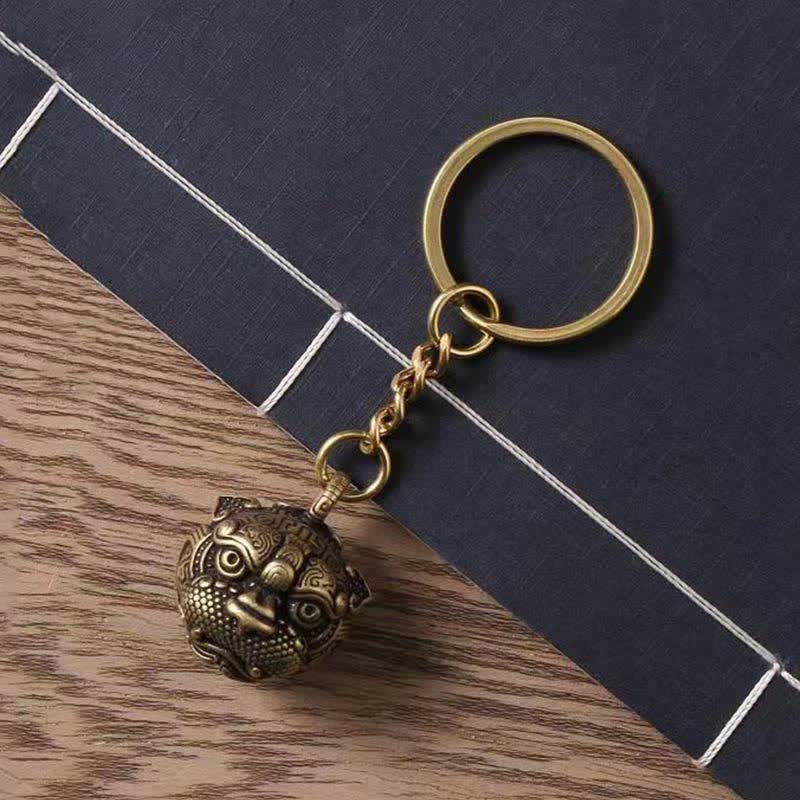 Handmade Brass and Copper Pixiu Energy Conductor Keychain