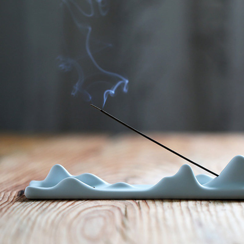 Mountain Cloud Incense Burner for Meditation & Balance - White & Green Styles