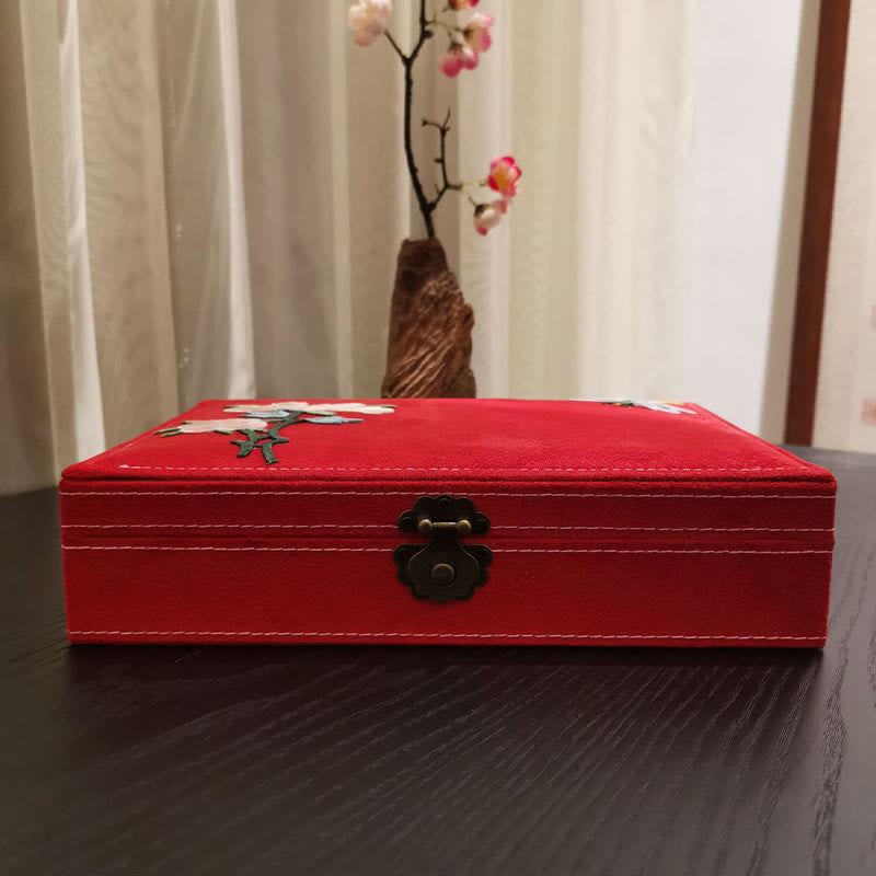 Floral & Dragonfly Flannel Single Layer Jewelry Organizer Box
