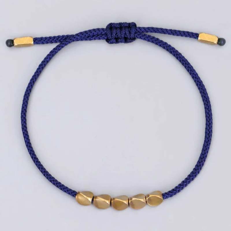 Handmade Tibetan Copper Beads & Endless Knot Woven Bracelet Set - 3 Pieces