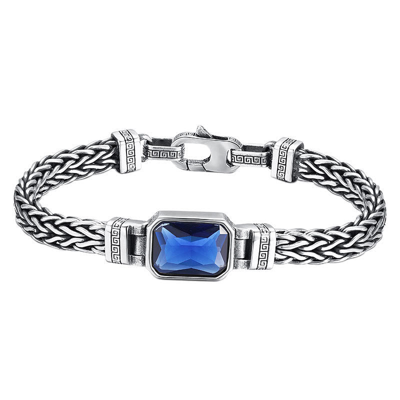 Retro Blue Acrylic Dragon Keel Braided Design Healing Wealth Buckle Bracelet