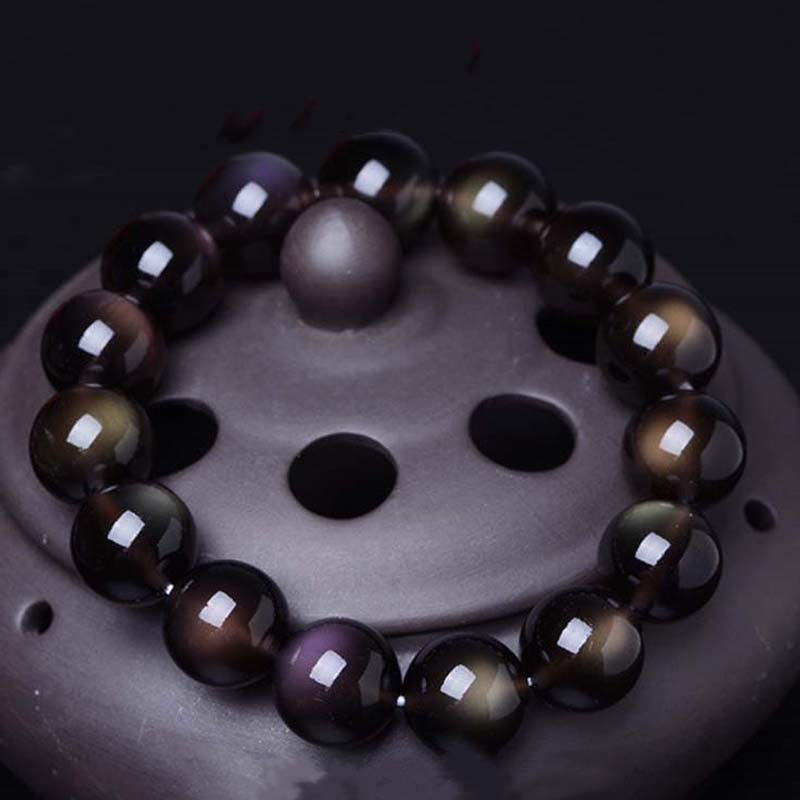 Natural Rainbow Obsidian Positive Bracelet