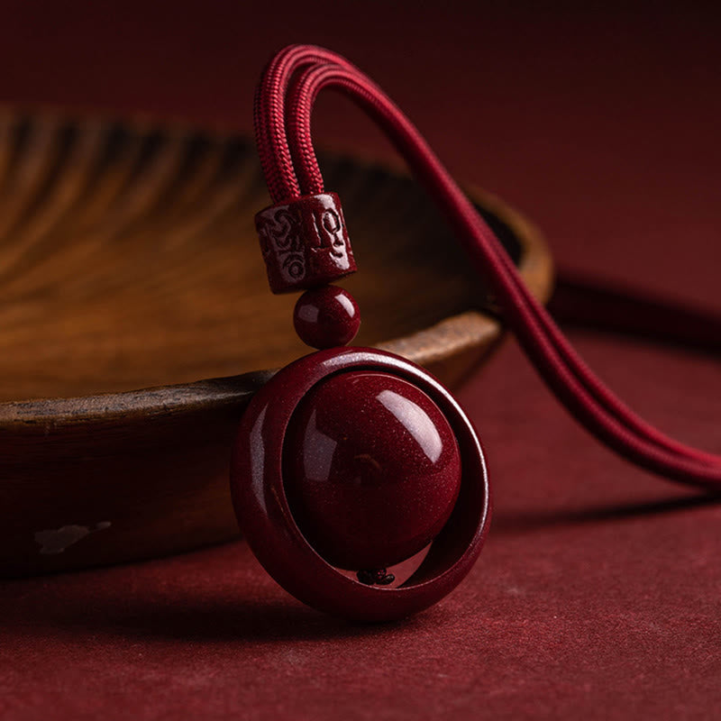 Cinnabar Om Mani Padme Hum PiXiu Blessing Lucky Bead Necklace Pendant