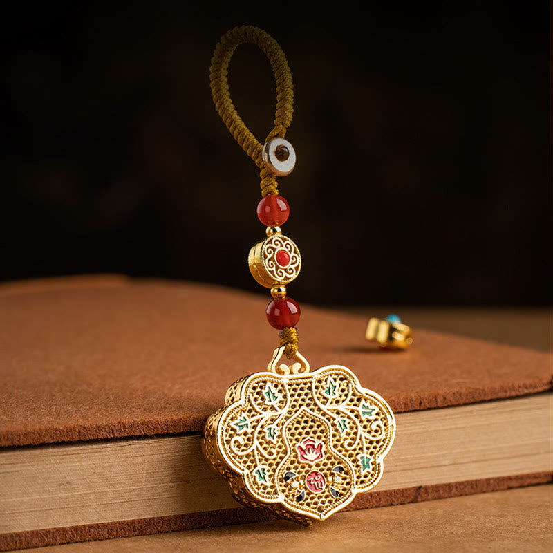 Lock of Good Wishes Fu Character Luck Blessing Key Chain