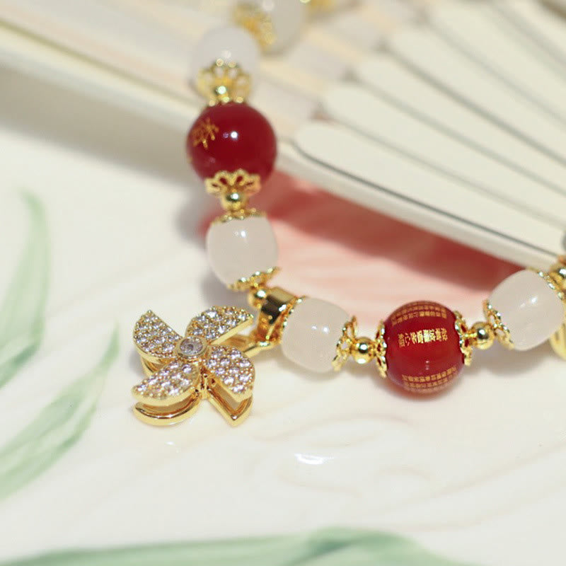 Windmill Chinese Lock Charm Fu Character Blessing Bracelet