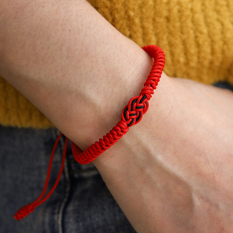 Handmade Tibetan Endless Knot Red String Bracelet Set for Couples, 2Pcs