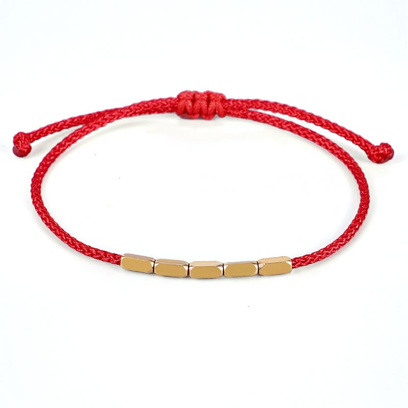 Handcrafted Copper Bead Protection Braided String Bracelet