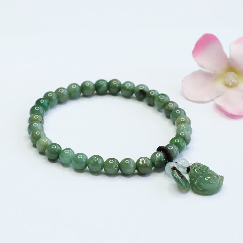 Laughing Buddha Cyan Jade Healing Bracelet