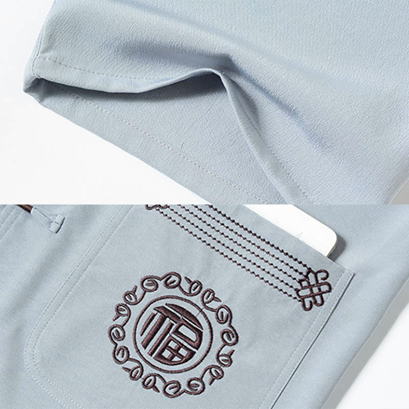 Cotton Linen Embroidered Frog-Button Mindful Meditation Set