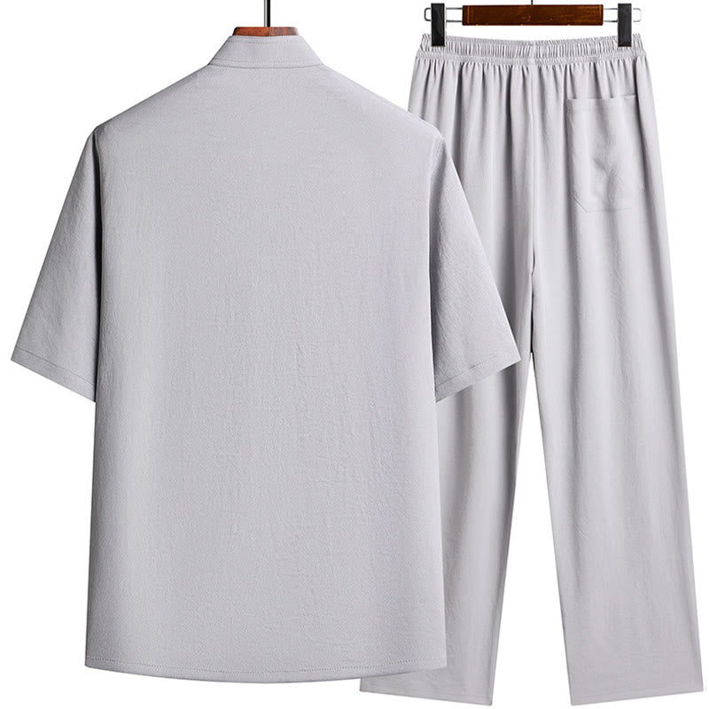 Tactile Breathable Mandarin Collar Qi Gong Men's Meditation Set