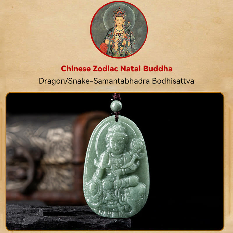 Chinese Zodiac Natal Buddha Natural Jade Wealth Prosperity Necklace Pendant (Extra 30% Off | USE CODE: FS30)