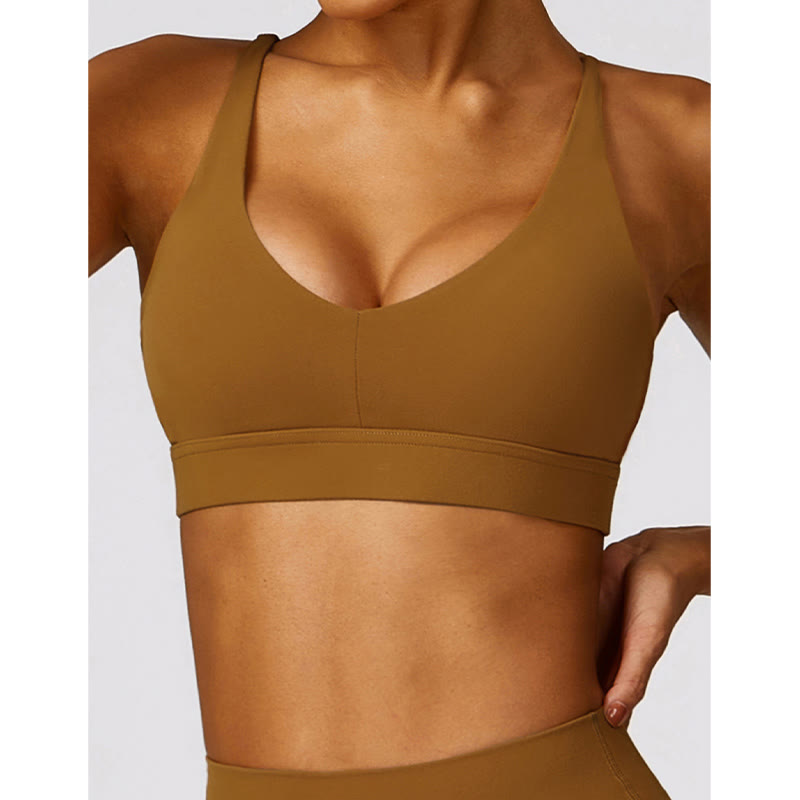 Gym Sports Yoga Backless Bra Crop Tank Top Breathable Shorts