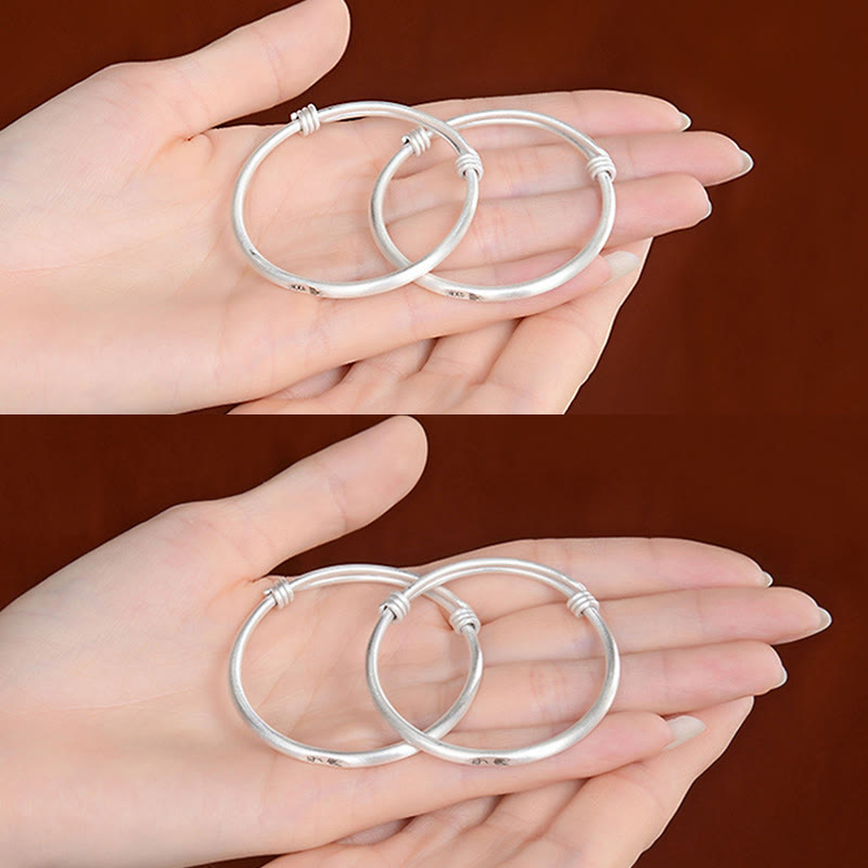 999 Sterling Silver Peace And Joy Protection Kids Child Bracelet Bangle