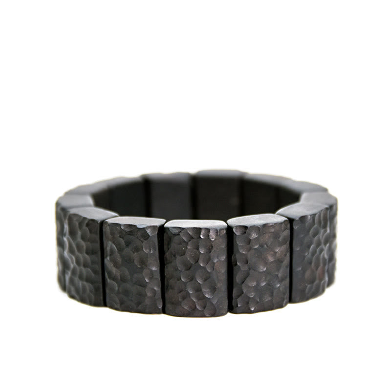 Vintage Ebony Wood Texture Peace Couple Bracelet