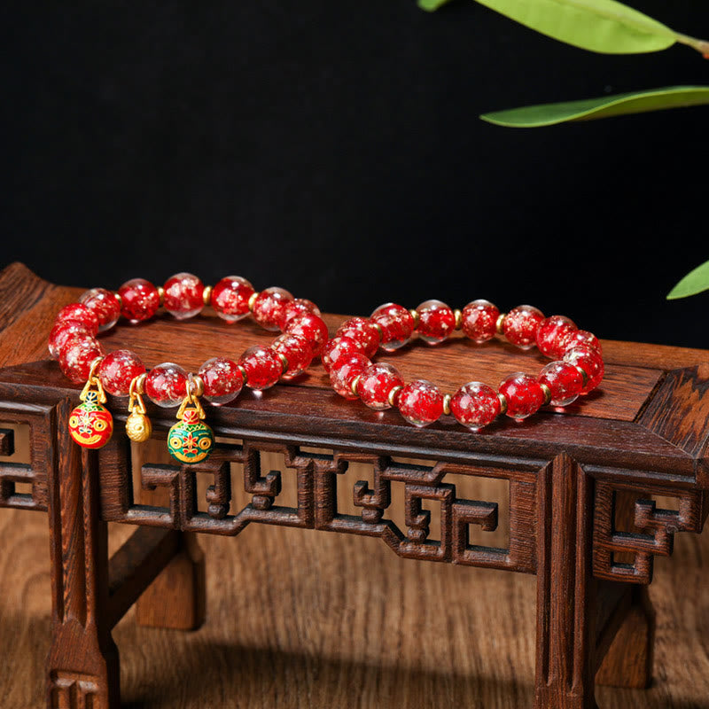 Handmade Luminous Liuli Glass Pixiu Gold Swallowing Beast Success Bracelet