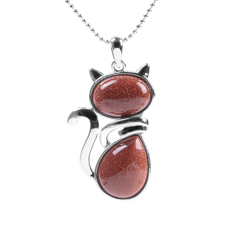 Cat Pattern Natural Crystal Protection Necklace Pendant (Extra 35% Off | USE CODE: FS35)