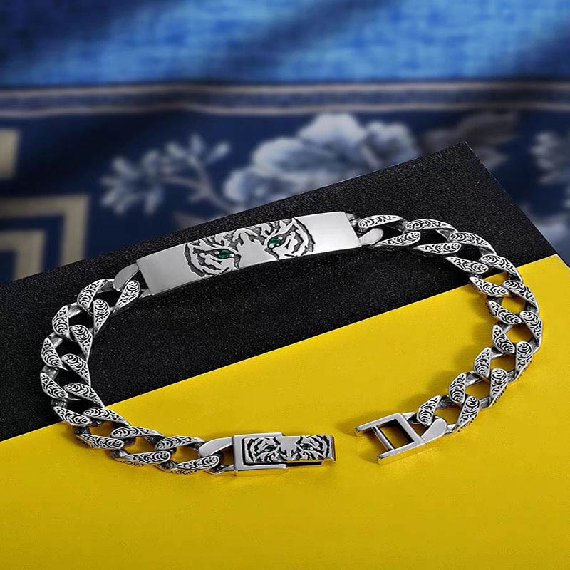 Tiger Tang Dynasty Flower Design Copper Luck Chain Bracelet