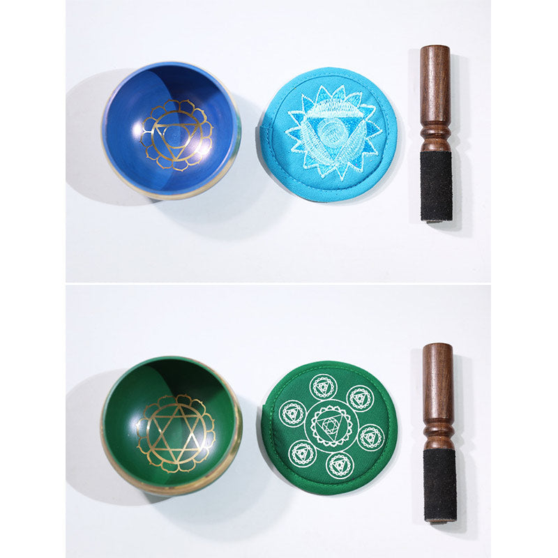 Tibetan Sound Bowl Handcrafted for Chakra Healing and Mindfulness Meditation Singing Bowl Set