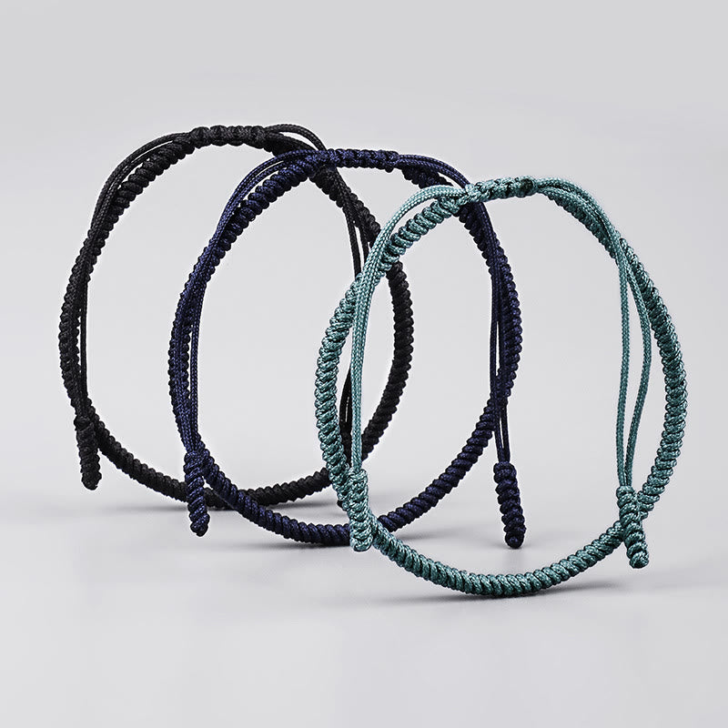 Handcrafted Tibetan Vajra Knot Adjustable Cord Bracelet 3-Piece Set