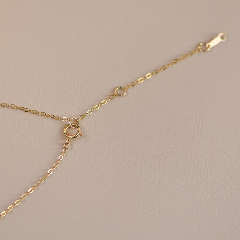 14K Gold Plated Pearl Hetian Jade Shell Luck Cat Kitten Necklace Pendant