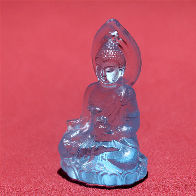 Blue Tathagata Buddha Medicine Buddha Liuli Crystal Serenity Amulet Necklace Pendant