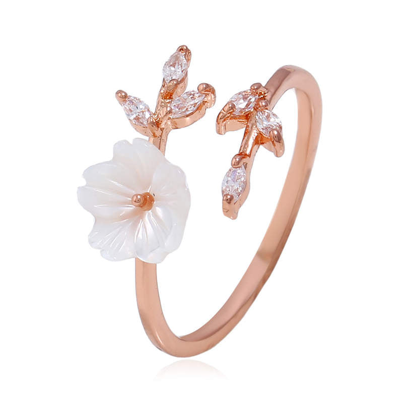 Plum Blossom Leaf Pattern Copper Luck Ring