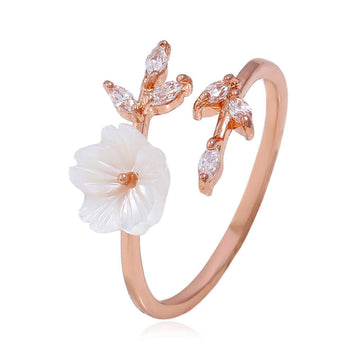 Plum Blossom Leaf Pattern Copper Luck Ring