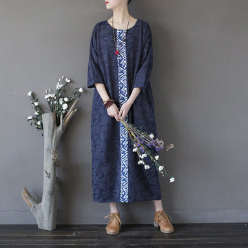 Cotton Floral Embroidered Jacquard Relaxed Midi Dress