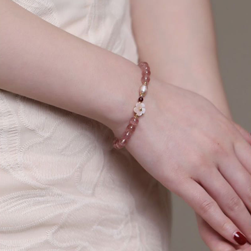 Strawberry Quartz Peach Blossom Love Bracelet