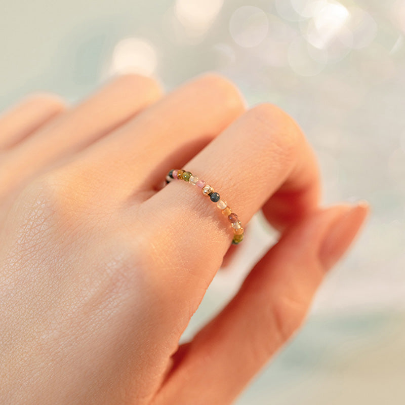 Natural Tourmaline Gold-Plated Ring for Uplifting Energy Resonance