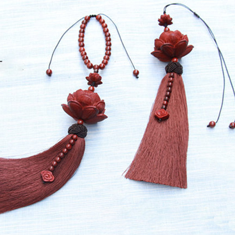 Tibetan Small Leaf Red Sandalwood Lotus Luck Protection Tassel Decoration (Extra 35% Off | USE CODE: FS35)