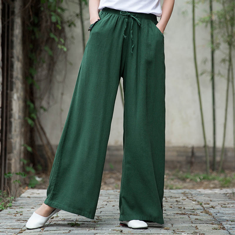 Plain Wide Leg Pants Dance Women's Yoga Pants With Pockets