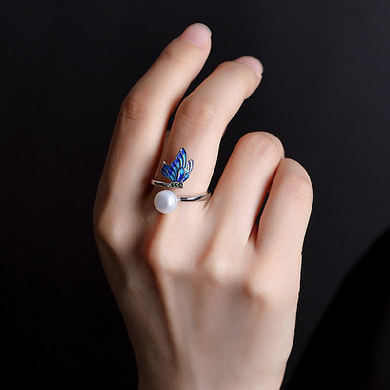 925 Sterling Silver Pearl Butterfly Healing Necklace Pendant Earrings Ring