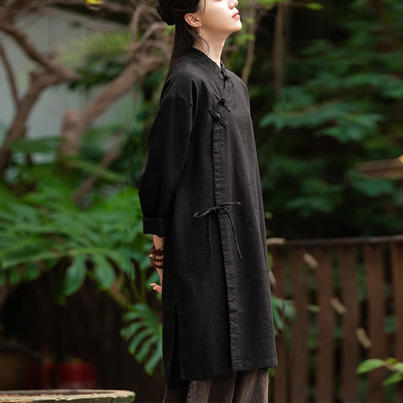 Vintage Cotton Linen Blouse Women Long Sleeve Shirt Chinese Hanfu Top