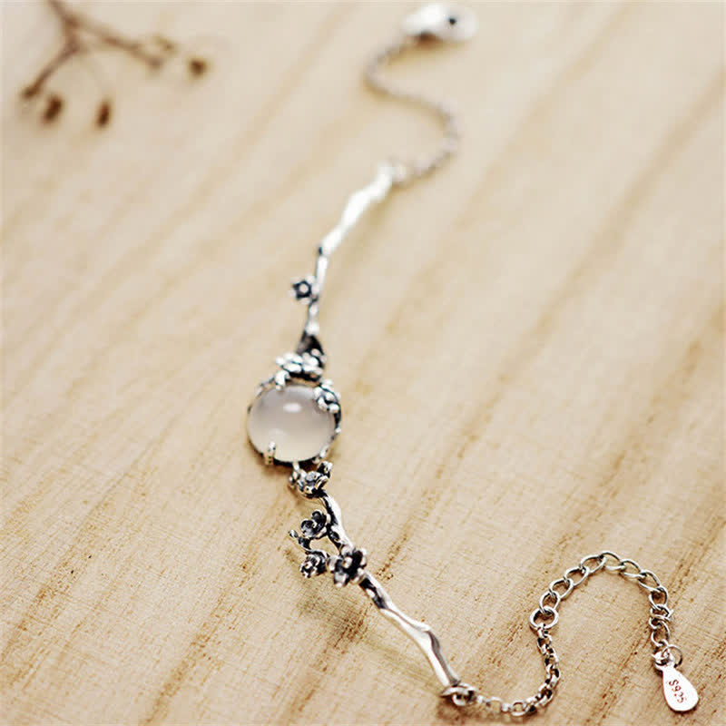 "Sending Grace and Harmony"Plum Blossom Chalcedony Bracelet Includes Gift Message Card