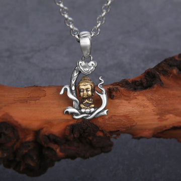 925 Sterling Silver Zen Buddha Ruyi Handle Compassion Necklace Pendant