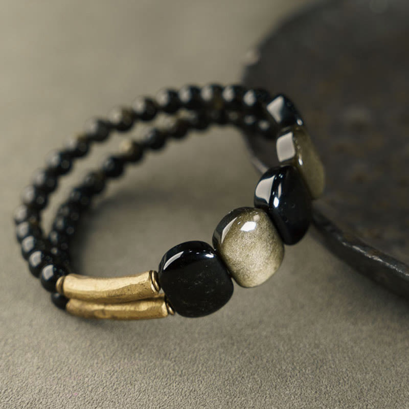 Black Obsidian Gold Sheen Obsidian Strengthen Bracelet