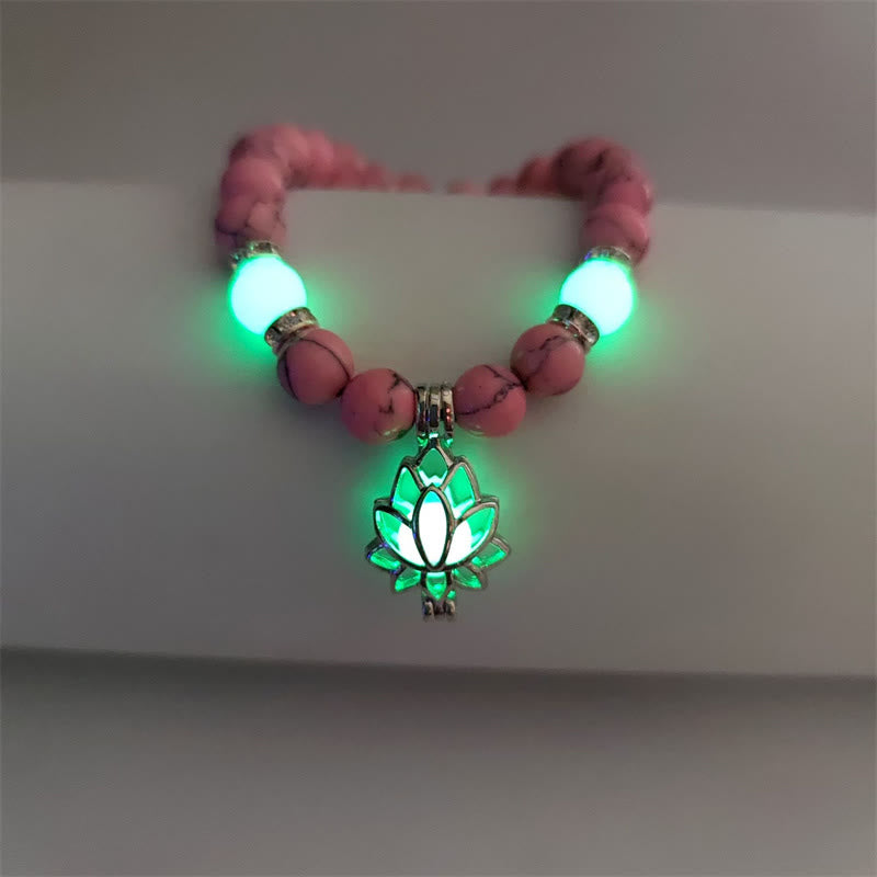 Tibetan Turquoise Glowstone Luminous Bead Lotus Protection Bracelet