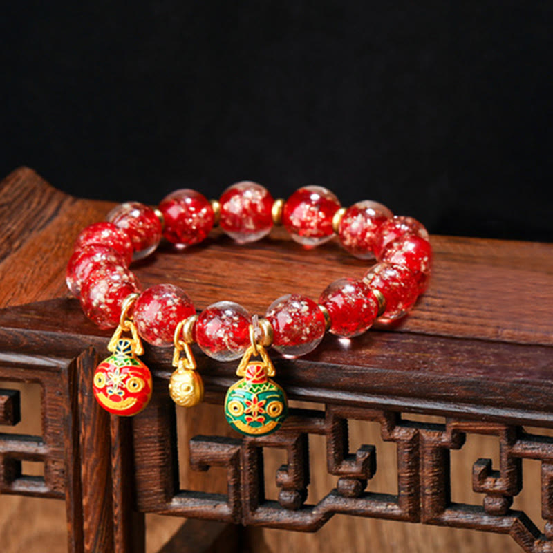 Handmade Luminous Liuli Glass Pixiu Gold Swallowing Beast Success Bracelet