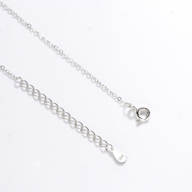 925 Sterling Silver White Agate Fu Character Happiness Luck Necklace Pendant