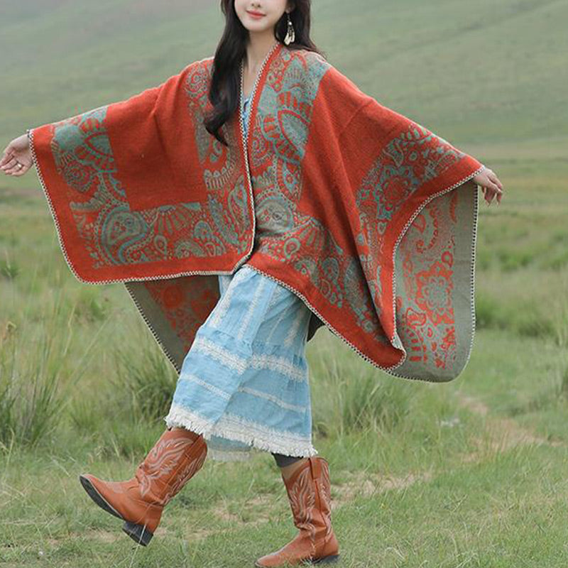 Tibetan Shawl Simple Pattern Winter Cozy Travel Scarf Wrap