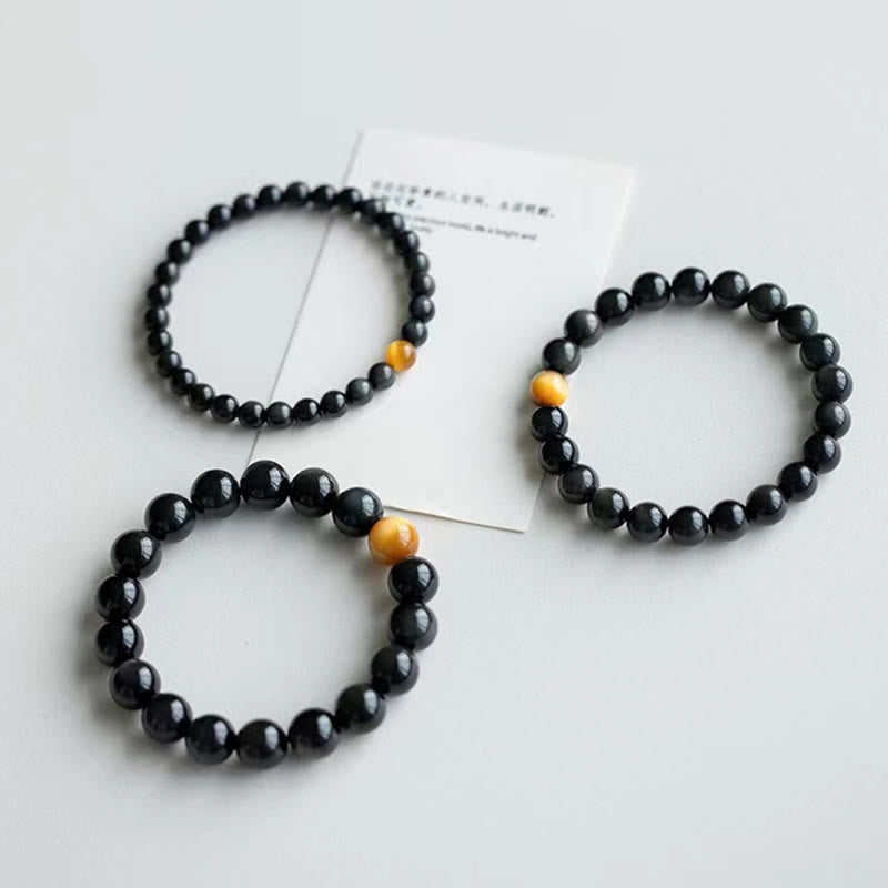 Natural Rainbow Obsidian Tiger Eye Positive Love Bracelet