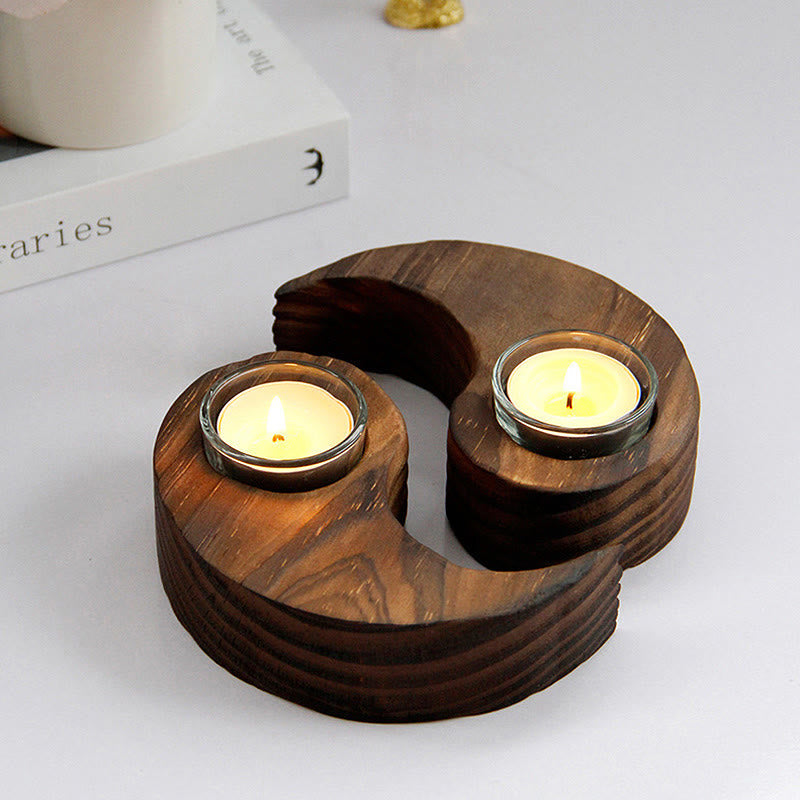 Yin Yang Wood Candle Holder Meditation Rituals Use Items (Extra 35% Off | USE CODE: FS35)