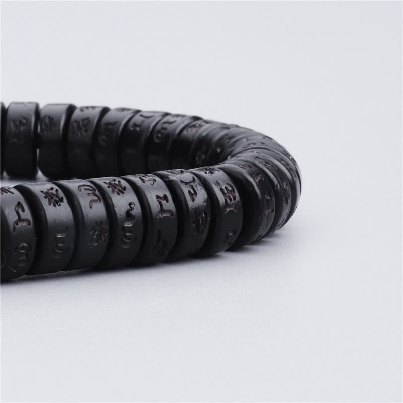 Handmade Engraved Om Mani Padme Hum Coconut Shell Bead Tibetan Bracelet